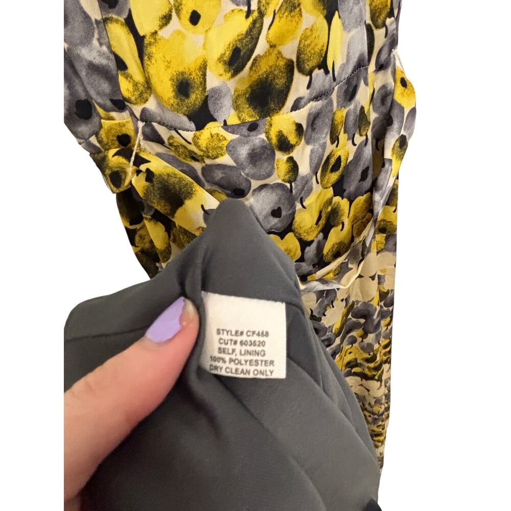 Eva Franco Coconinno Dress Womens XL Collared Sleeveless Tie Maxi Yellow Gray - Picture 7 of 8